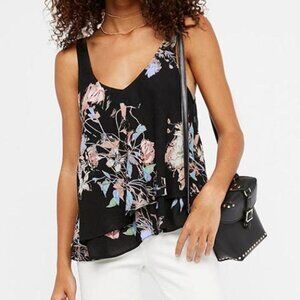 Free People Black Floral Tank Top